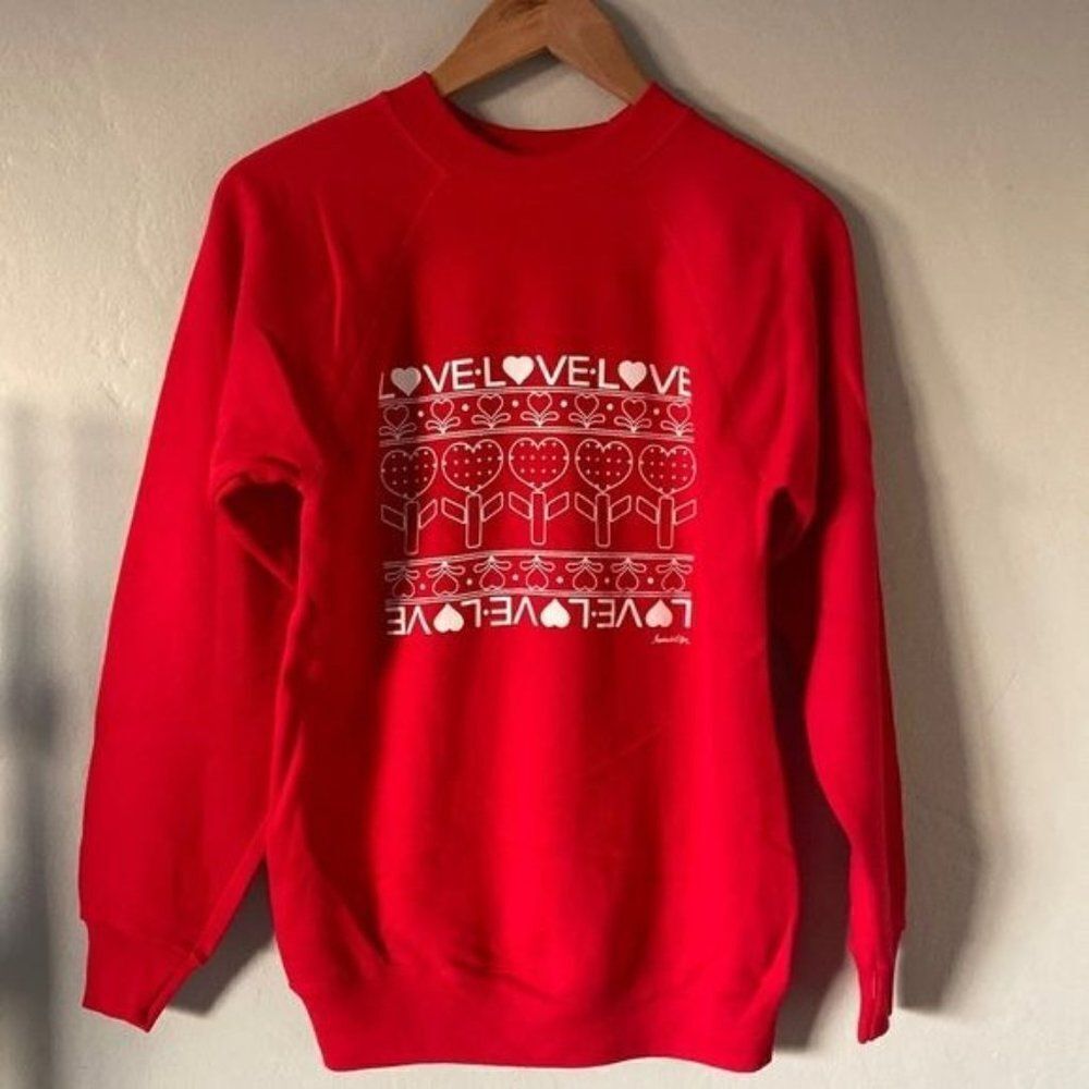 Vintage 80’s Red LOVE Hearts Sweatshirt